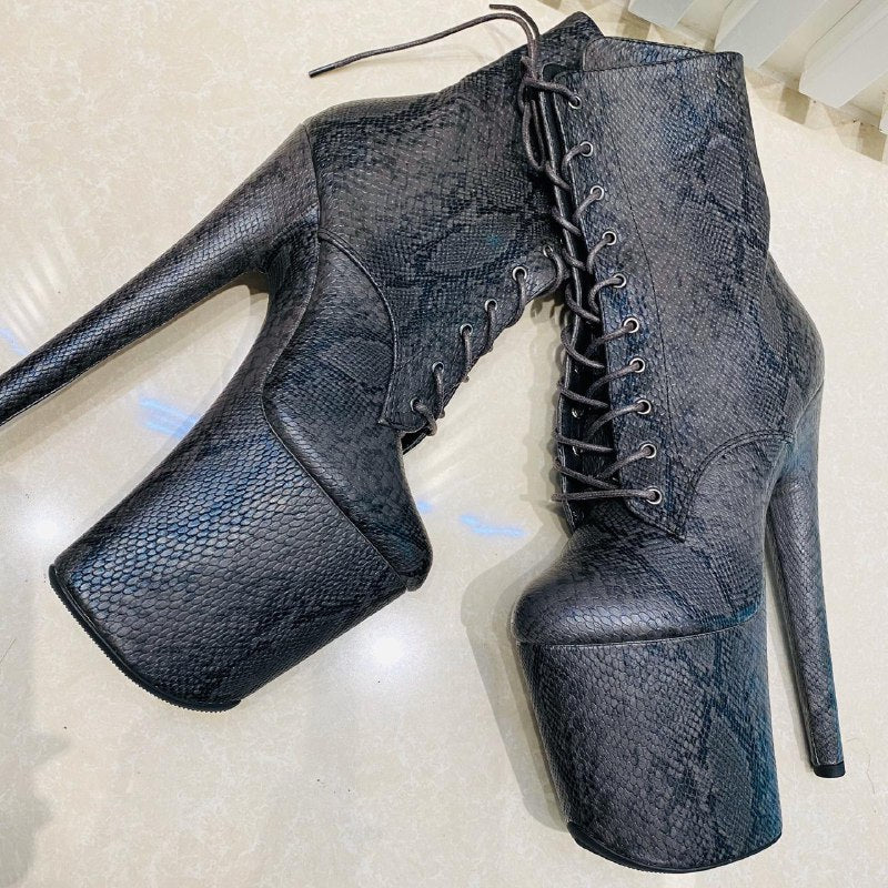 Snake Skin Textured Boots